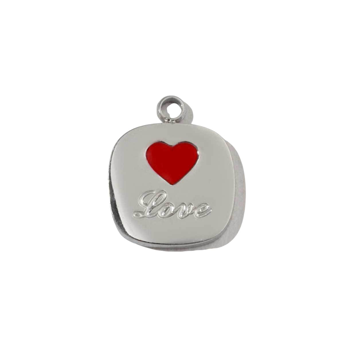 Silver And Red Love Heart