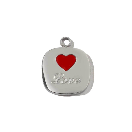 Silver And Red Love Heart