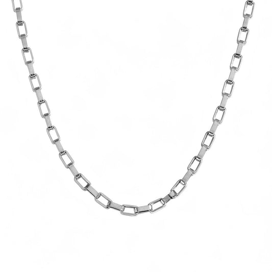 Silver Squarelink Necklace & Bracelet Set